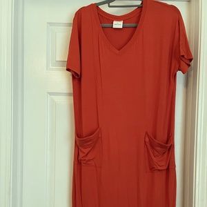 Shop Plain Jane Orange Modal Shift Dress w/ Pockets, Sz L